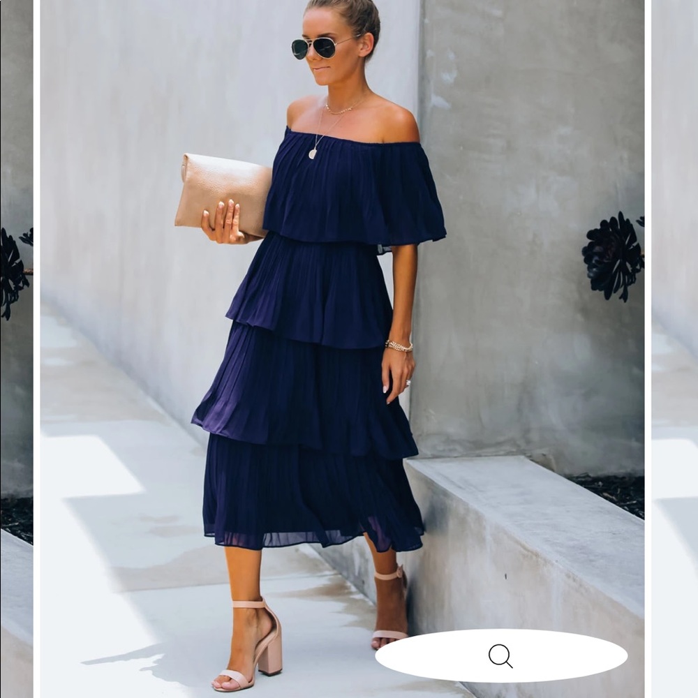 Vici tiered midi dress navy